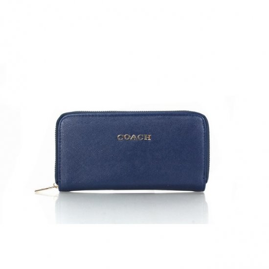 Coach Zip In Saffiano Small Navy Wallets FFG - Click Image to Close